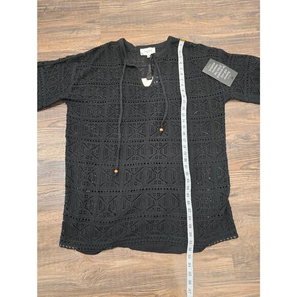Pomander Place Black Crochet Knit Kai Dress Sz L - Picture 11 of 12